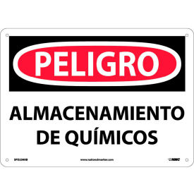 National Marker Company SPD239AB Spanish Aluminum Sign - Peligro Almacenamiento De Qumicos image.