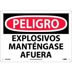 National Marker Company SPD436AB Spanish Aluminum Sign - Peligro Explosivos Mantengase Afuera image.