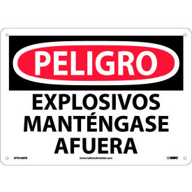 National Marker Company SPD436RB Spanish Plastic Sign - Peligro Explosivos Mantengase Afuera image.