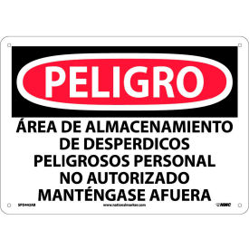 National Marker Company SPD442AB Spanish Aluminum Sign - Peligro Area De Almacenamiento De Despedicios Peligrosos image.