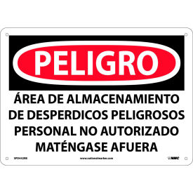 National Marker Company SPD442RB Spanish Plastic Sign - Peligro Area De Almacenamiento De Despedicios Peligrosos image.