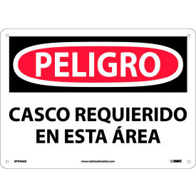 National Marker Company SPD46AB Spanish Aluminum Sign - Peligro Casco Requerido En Esta Area image.