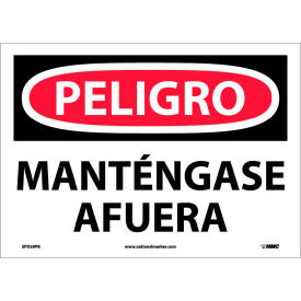 National Marker Company SPD59PB Spanish Vinyl Sign - Peligro Mantngase Afuera image.