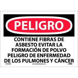 National Marker Company SPD640PB Spanish Vinyl Sign - Peligro Contiene Fibras De Asbesto Evitar Formacion Polvo image.