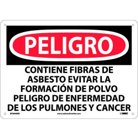 National Marker Company SPD640RB Spanish Plastic Sign - Peligro Contiene Fibras De Asbesto Evitar Formacion Polvo image.