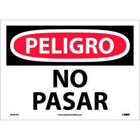 National Marker Company SPD81PB Spanish Vinyl Sign - Peligro No Pasar image.