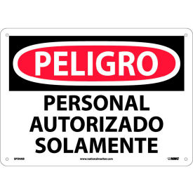 National Marker Company SPD9AB Spanish Aluminum Sign - Peligro Personal Autorizado Solamente image.