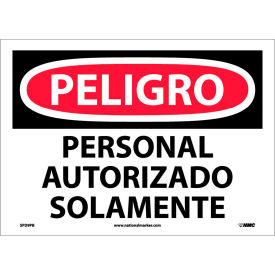 National Marker Company SPD9PB Spanish Vinyl Sign - Peligro Personal Autorizado Solamente image.