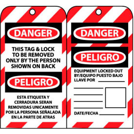 National Marker Company SPLOTAG13 NMC™ SPLOTAG13 This Bilingual Lockout Tag & Lock To Be Removed Only By The Person Shown image.