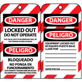 National Marker Company SPLOTAG16 Bilingual Lockout Tags - Locked Out Do Not Operate image.