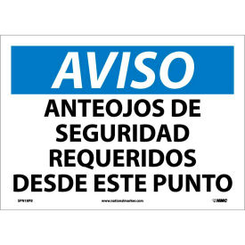 National Marker Company SPN18PB Spanish Vinyl Sign - Aviso Anteojos De Seguridad Requeridos Desde Este Punto image.