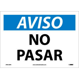 National Marker Company SPN218PB Spanish Vinyl Sign - Aviso No Pasar image.