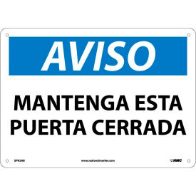 National Marker Company SPN2AB Spanish Aluminum Sign - Aviso Mantenga Esta Puerta Cerrada image.