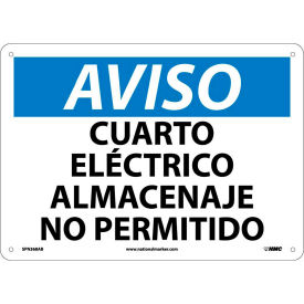 National Marker Company SPN368AB Spanish Aluminum Sign - Aviso Cuarto Electrico Almacenaje No Permitido image.