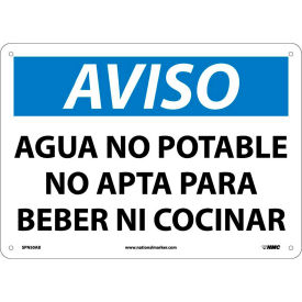 National Marker Company SPN50AB Spanish Aluminum Sign - Aviso Agua No Potable No Apta Para Beber Ni Cocinar image.