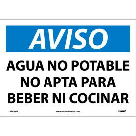 National Marker Company SPN50PB Spanish Vinyl Sign - Aviso Agua No Potable No Apta Para Beber Ni Cocinar image.