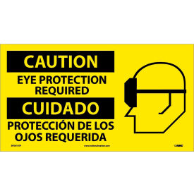 National Marker Company SPSA101P NMC™ Bilingual Vinyl Sign, Caution Eye Protection Required, 18"W x 10"H, Yellow image.