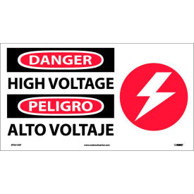 National Marker Company SPSA105P NMC™ Bilingual Vinyl Safety Sign, Danger High Voltage, 18"W x 10"H image.