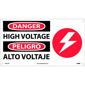 National Marker Company SPSA105R NMC™ Bilingual Plastic OSHA Sign, Danger High Voltage, 18"W x 10"H image.