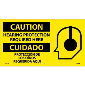 National Marker Company SPSA118P Bilingual Vinyl Sign - Caution Hearing Protection Required Here image.