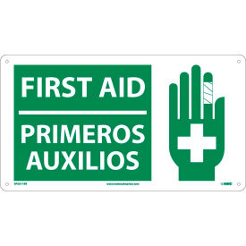 National Marker Company SPSA119R Bilingual Plastic Sign - First Aid image.