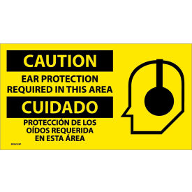 National Marker Company SPSA123P NMC™ Bilingual Vinyl Sign, Ear Protection Required In This Area, 18"W x 10"H image.