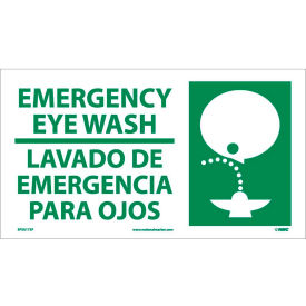 National Marker Company SPSA173P Bilingual Vinyl Sign - Emergency Eye Wash image.