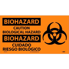 National Marker Company SPSA52P Bilingual Vinyl Sign - Biohazard Caution Biological Hazard image.