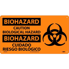 National Marker Company SPSA52R Bilingual Plastic Sign - Biohazard Caution Biological Hazard image.