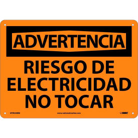 National Marker Company SPW500RB Spanish Plastic Sign - Advertencia Riesgo De Electricidad No Tocar image.