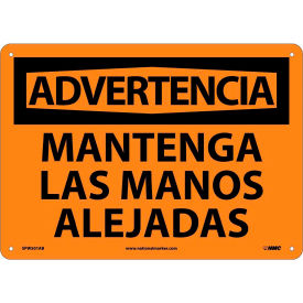 National Marker Company SPW501AB Spanish Aluminum Sign - Advertencia Mantenga Las Manos Alejadas image.