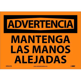 National Marker Company SPW501PB Spanish Vinyl Sign - Advertencia Mantenga Las Manos Alejadas image.