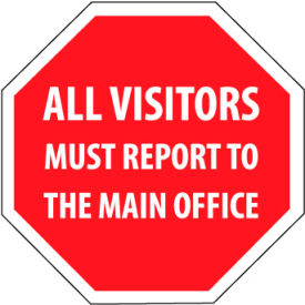 National Marker Company SS1R Security Stop Sign - All Visitors Must Report To The Main Office image.