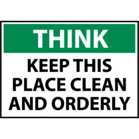 National Marker Company TS132PB Think Osha 10x14 Vinyl - Keep This Place Clean image.