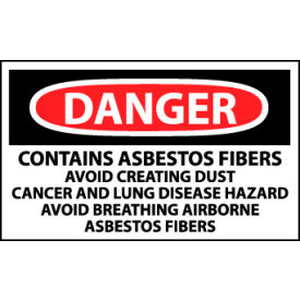 National Marker Company VRD82 Roll of 500 Hazard Warning Vinyl Labels - Danger Contains Asbestos Fibers image.