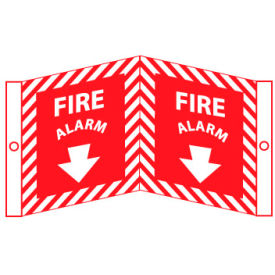 National Marker Company VS28W NMC™ Fire Visi Vinyl Sign, Fire Alarm, 8-3/4"W x 5-3/4"H, Gray, Red image.