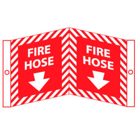 National Marker Company VS33W NMC™ Fire Visi Vinyl Sign, Fire Hose, 8-3/4"W x 5-3/4"H, Gray, Red image.