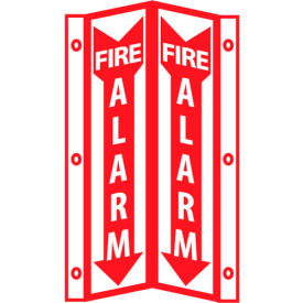 National Marker Company VS41W NMC™ Fire Visi Vinyl Sign, Fire Alarm, 8-3/4"W x 16"H, Gray, White image.