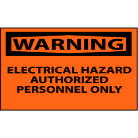 National Marker Company W268AP Machine Labels - Warning Electrical Hazard Authorized Personnel Only image.