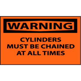 National Marker Company W408AP Machine Labels - Warning Cylinders Must Be Chained At All Times image.