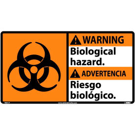 National Marker Company WBA1P Bilingual Vinyl Sign - Warning Biological Hazard image.