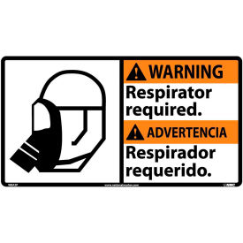 National Marker Company WBA2P Bilingual Vinyl Sign - Warning Respirator Required image.
