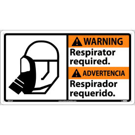 National Marker Company WBA2R Bilingual Plastic Sign - Warning Respirator Required image.