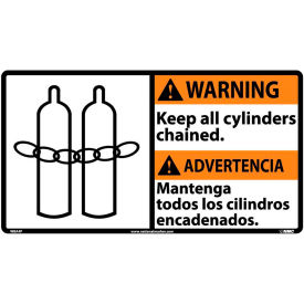 Bilingual Vinyl Sign - Warning Keep All Cylinders Chained