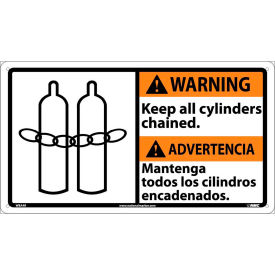 Bilingual Plastic Sign - Warning Keep All Cylinders Chained