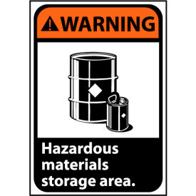 National Marker Company WGA15RB Warning Sign 14x10 Rigid Plastic - Hazardous Materials Storage Area image.