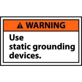 National Marker Company WGA16AP Graphic Machine Labels - Warning Use Static Grounding Devises image.