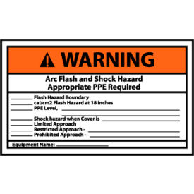 National Marker Company WGA18AP Graphic Machine Labels - Warning Arc Flash And Shock Hazard Appropriate image.