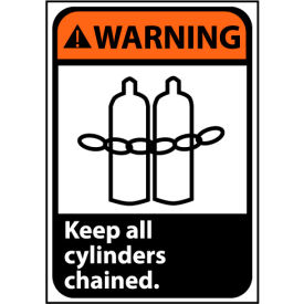 National Marker Company WGA2R Warning Sign 10x7 Rigid Plastic - Keep All Cylinders Chained image.
