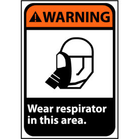 National Marker Company WGA31PB Warning Sign 14x10 Vinyl - Wear Respirator In This Area image.